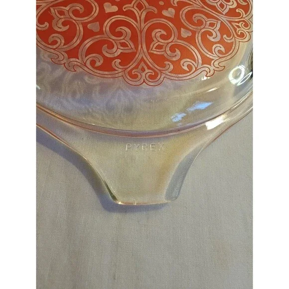 Vintage Pyrex Celtic Floral Casserole Lid 470-C Red Promotional Filigree Flower - Picture 4 of 5